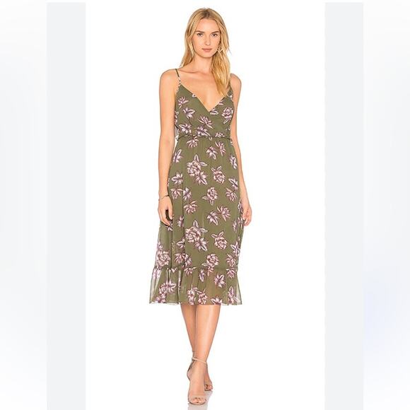Avec Les Filles Dresses & Skirts - Avec Les Filles Semi-Sheer Chiffon Floral V-Neck Midi Dress Size XL